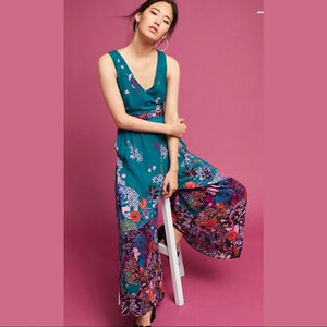 Maeve Teal Floral Jumpsuit